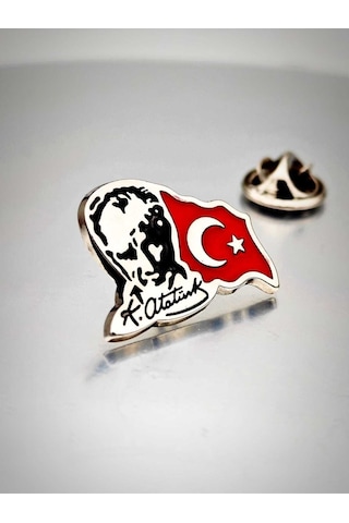 Yörük Tasarım Atatürk&bayrak Yaka Rozeti Krom Kaplama Gümüş