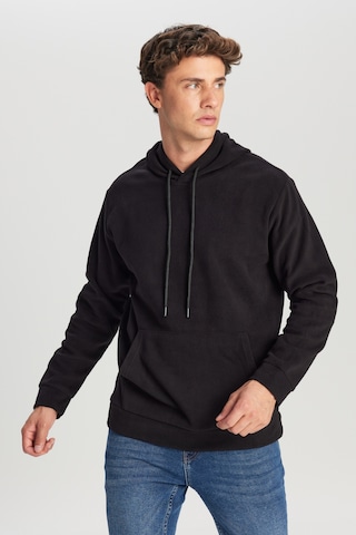 AC&Co / Altınyıldız Classics Erkek Sıyah Standart Fit Normal Kesim Bisiklet Yaka Polar Siyah
