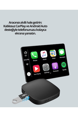 Usb Girişli Tak Çalıştır Kablosuz Android Auto