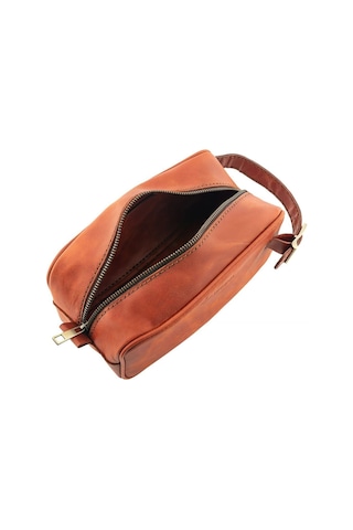 Twingold Kişiye Özel Deri Dopp Kit Kişisel Bakım Ve Seyehat Çantası - Tobacco Çok Renkli