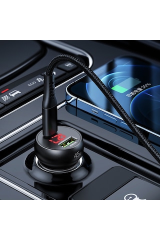 Cc-7030 45W 1Xtype-C 1Xusb Girişli Dijital Göstergeli Araç Şarj