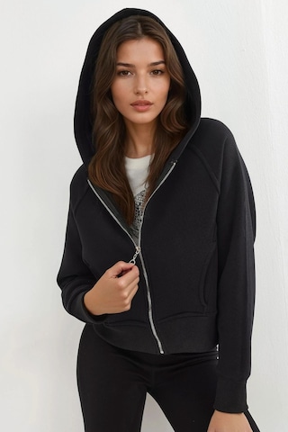 Hiccup Rahat Kesim Kapüşonlu Fermuarlı Hoodie Siyah