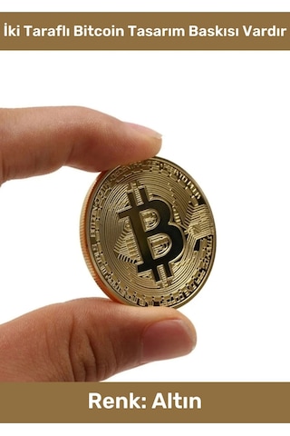 Özel Kutulu Hediyelik Kripto Hatıra Koleksiyon Bitcoin Madeni Para Altın Rengi 2'li Set