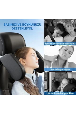 Coofbe Katlanabilir Ayarlanabilir Suni Deri Araç Yastığı Oto Seyahat Yastığı Araç Boyunluk Oto Yastık Açık Ceviz