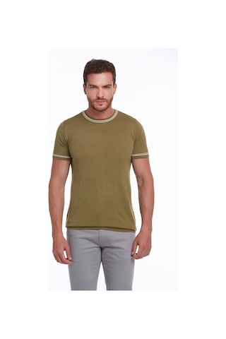 Hatemoğlu Yeşil Slim Fit Basic Bisiklet Yaka Triko Tişört-Yeşil