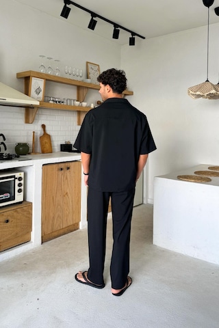 Flaw Ön Dikiş Detaylı Kumaş Takım Siyah-25729 Siyah