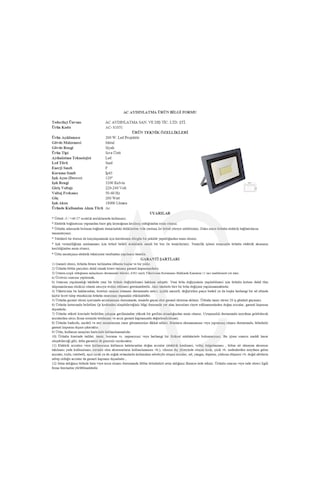 200w Led Projektör Sarı Işık