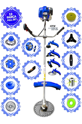 Prowackers German Wkr-7700 Hero Yan Tipi Benzinli Ot Çalı Çim Biçme Tırpanı+ 12 Pcs Komple Tam Setli