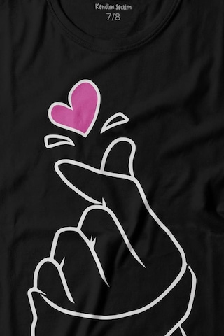 Kendim Seçtim Seni Seviyorum Kore El İşareti Minimal Baskılı Tişört Çocuk T-shirt 001