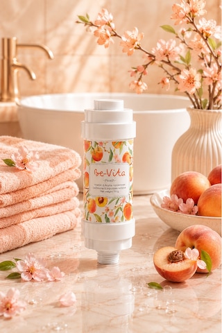 Peach C Vitaminli Aromatik Duş Filtresi - Saç Dökülme Karşıtı, Cilt Besleyici Klor Ve Kireç Arıtıcı Duş Filtresi 150gr Saydam