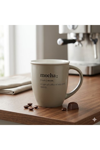 Mien Lory Motto Porselen Kupa 370 Cc - Modern Tasarım Kahve Ve Nescafe Kupası Renkli