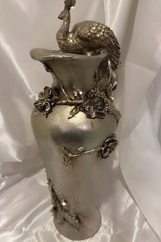 Tavuskuşu Vazo El İşi Siyah