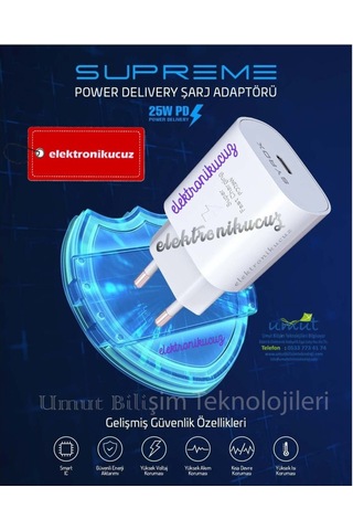 25w Pd Adaptör Ultra Hızlı Type-c To Type-c Kablolu Adaptör Fast
