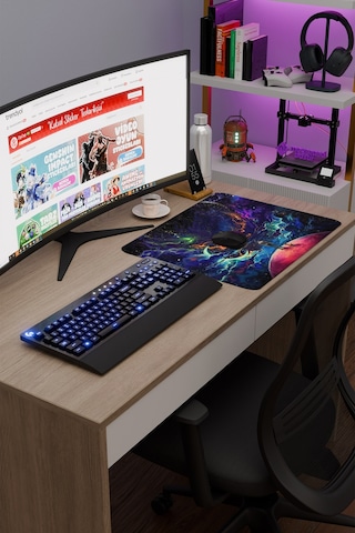 Dijital Evrende Köpek Ve Adam V4 48x40 Xl Gaming Kauçuk Kaymaz Taban Mouse Pad Fare Altlığı