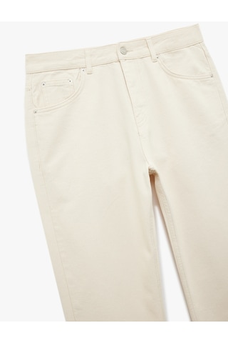 Koton Pamuklu Normal Bel Cep Detaylı Vintage Straight Jean Pantolon Ekru 6wam40045nd Ekru