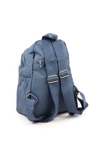 Küçük Boy Krinkıl Çok Gözlü Günlük Kadın Sırt Çantası Mavi 8318