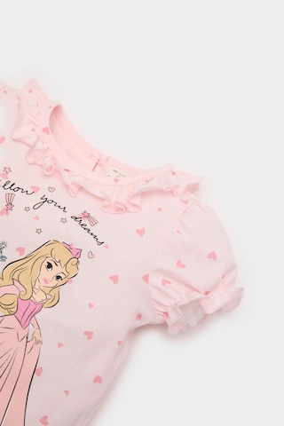 DeFacto Kız Bebek Disney Prenses Pijama Takımı Kısa Kollu Penye Üst Beli Lastikli Uzun Alt E1546A525SMPN436 Pembe