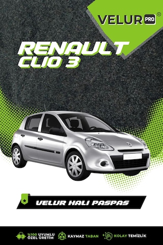 Renault Clio 3 2005-2011 Tam Uyumlu Halı Oto Paspas Clio 3 Halı Paspas
