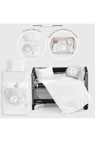 Elelelife Rabbit 6 Parça Oyun Parkı Park Yatak Bebek Uyku Seti Gri
