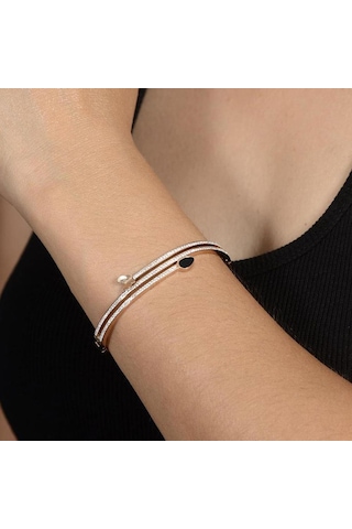 Ottoman Kadın Rose Taş Işlemeli 3'Lü Model Bileklik Cbl0Uclutas-R Rose Gold