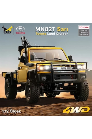 Mn Model Mn82t 1/12 Toyota Land Cruiser Lc79 4wd Rc Model Crawler Offroad Uzaktan Kumandalı Araba Truck Rtr Lisanslı Sarı+elektrikli Vinç+dahili Işık Seti Mn-82t