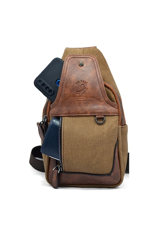 Erkek Taba Kanvas Çapraz Askılı Omuz Çantası Taba