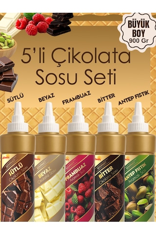 5'li Çikolata Sosu Seti - Waffle& Krep& Pankek& Tatlı& Dondurma& Kruvasan& San Sebastian Sos