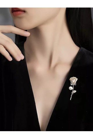 Beautiful Detail Orijinal Gül Desenli Broş 188001077 Altın Rengi