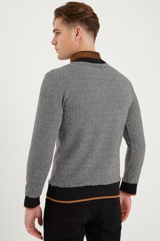 1039 Dewberry Erkek Sweatshırt-desenli Siyah Desenli Siyah