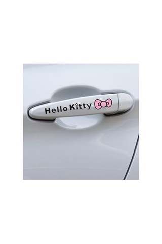4 Adet Set Sevimli Hello Kitty Kapı Kolu Oto Araba Aksesuar Sticker Diğer