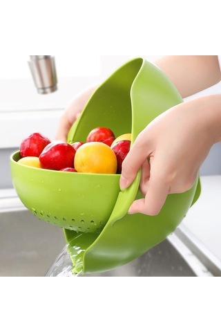 Çok Amaçlı 360 Derece Dönebilir Pratik Hazneli Mutfak Süzgeç Elek Çok Renkli