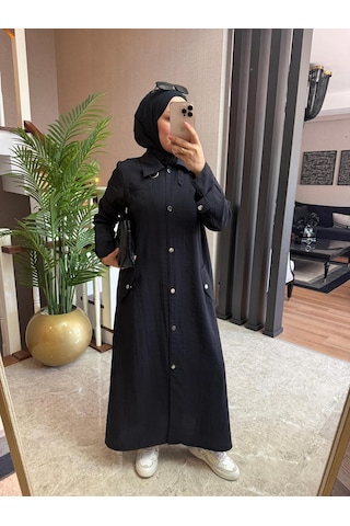 Esra Butik78 Siyah Renk Büyük Beden Uyumlu Yazlık Paraşüt Kumaş Tesettür Kap