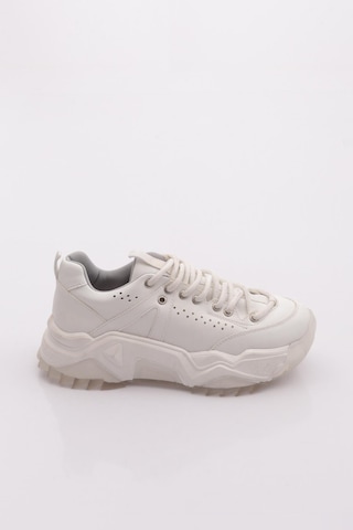 Dgn 65119-22y Kadin Bağcikli Kalin Taban Sneakers Ayakkabi Beyaz Cilt