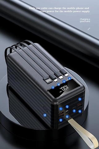 80000 Mah Ultra Yüksek Kapasiteli Taşınabilir Batarya Avcı Kampçı Güç Ünitesi Profesyonel Powerbank Siyah