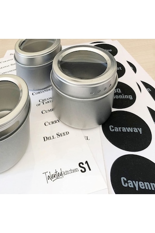 Yaozixa 12 Adet Manyetik Paslanmaz Çelik Baharat Kavanozu Seti + 144 Adet Baskılı Etiket, Görünür Kapağı Ve Süzgeç Dizaynı İle Mutfak İçin Gümüş
