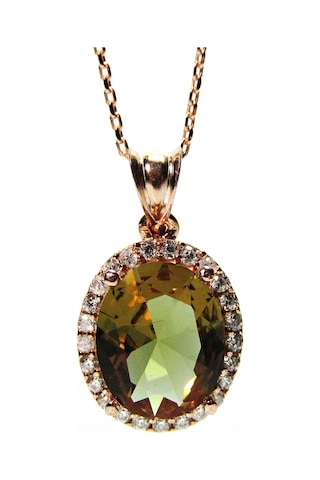 Zultanit Oval Taşlı Gümüş Kadın Kolyesi