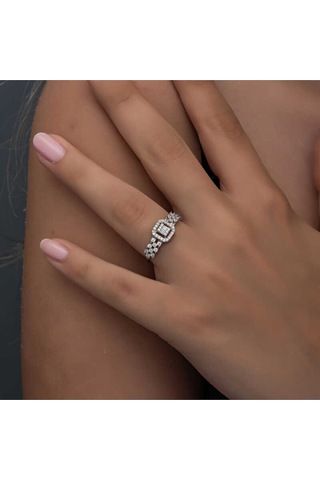 Casera's Gümüş Baget Taşlı Kadın Yüzük Csr2185343 Gümüş