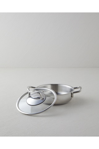 English Home Glow Çelik Cam Kapaklı Sahan 16x5 Cm Silver Silver