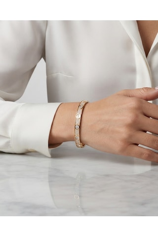 Kadın Taşlı Love Model Gold Çelik Bilezik