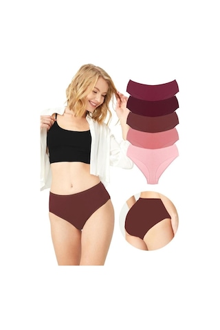 Pamuklu Geniş Kenarlı Bato Külot 5'li Paket-2 Çok Renkli 2