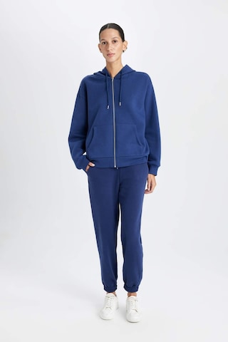 Defacto Relax Fit Kapüşonlu Cepli Basic Düz Fermuarlı Sweatshirt C1809AX24WNNV42 Lacivert