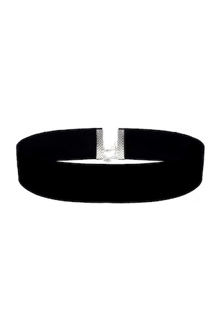 Siyah Kadife Kadın Choker Kolye Gümüş