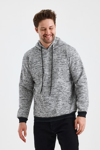 Monox Erkek Kapşonlu Kırçıllı 3 İplik Sweatshirt Antrasit