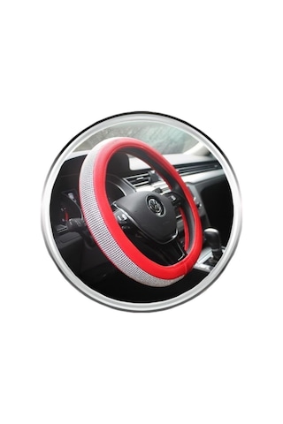 Teamcar Oto Direksiyon Kılıfı Geçmeli Pırlanta Kaplamalı Kırmızı -