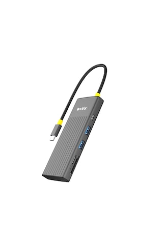 S-link Sw-u708 7 İn 1 Gri Metal 4k 60hz Hdmı 100w Pd 2xusb 3.2 1xtype-c Data Sd/tf Type-c Hub Adaptör