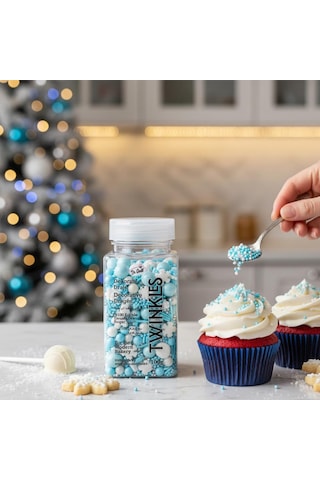Açık Mavi Pasta Cupcake Süsleme Şekeri 100 G Yılbaşı Konseptli Dekor Şekeri