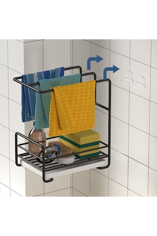 Reedark Mutfak Mop & Havlu Kurutma Rakımı - Duvar Montajlı/tezgah Üstü - Su Toplama Tablasıyla - Çeşitli Gereçleri Saklama - Boşluk Tasarımı - Beyaz Diğer