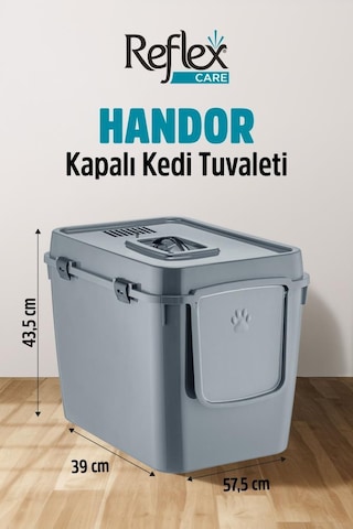 Reflex Care Handor Kapalı Kedi Tuvaleti Gri 57,5 X 43,5 X 39 Cm
