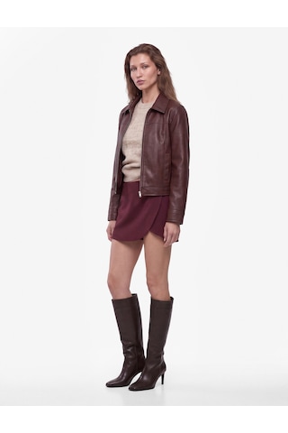 Koton Slim Fit Cepli Asimetrik Katlı A Kesim Mini Şort Etek Mürdüm 7wak70068pw Mor