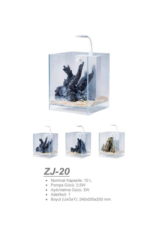 Jeneca Zj-20 Akvaryum+dekor 20x20x25 Cm 10l